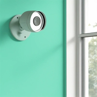 Champaign vivint camera facing a window